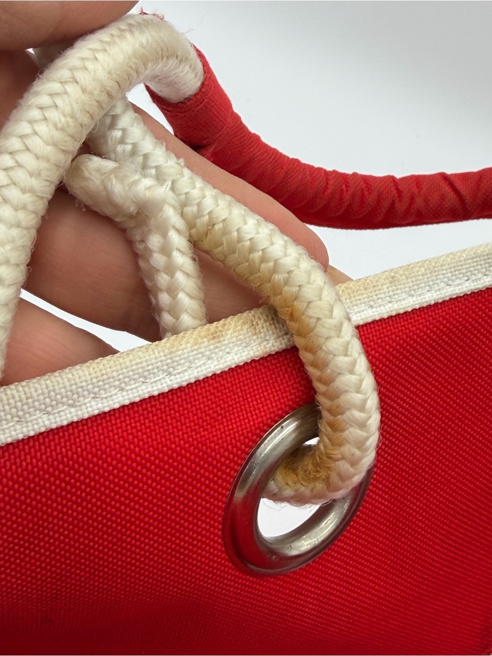 Vintage Lancôme Red White Reversible Beach Tote Bag With Pouch - Picture 5 of 8